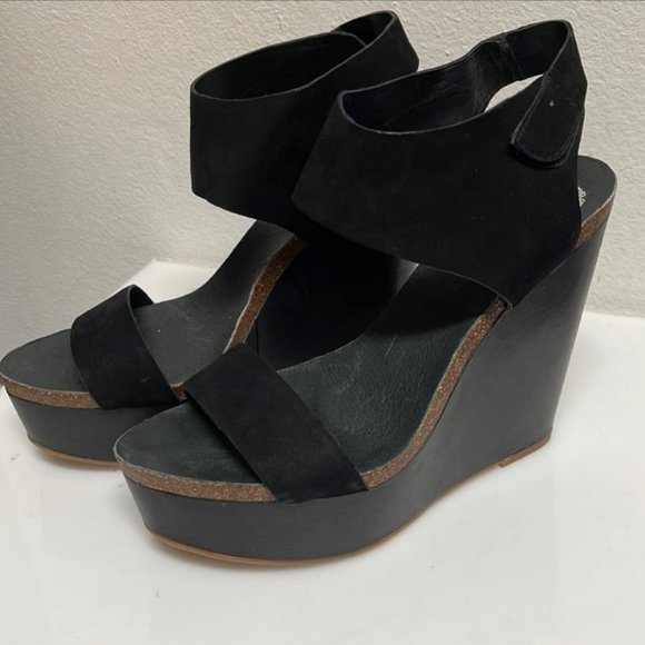 Shoes - WEDGE heel sandal with Velcro strap closure.  Vince Camuto